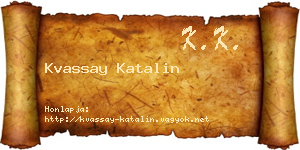 Kvassay Katalin névjegykártya